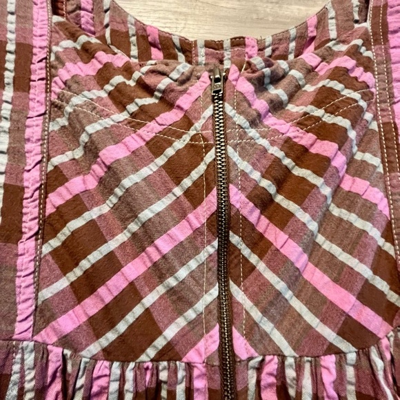 Free People Size Medium Tulie Plaid Midi Dress Boho Pink and brown plaid - Picture 16 of 16